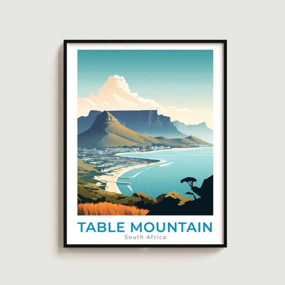 Table Mountain Travel Print Wall Art Gift South Africa Poster Home Decor Lovers Hanging