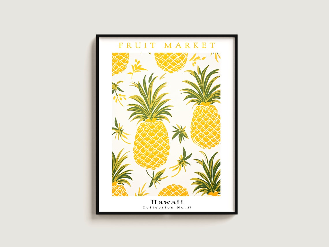 Pineapple Fruit Poster Gift Hawaii Market Print Botanical Art