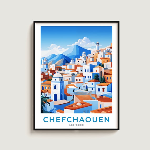 Chefchaouen Travel Print Wall Art Gift Morocco Poster Home Decor Lovers Hanging