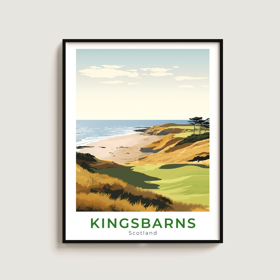 Kingsbarns Scotland Coastal Golden Golf Links Sandy Beach Poster