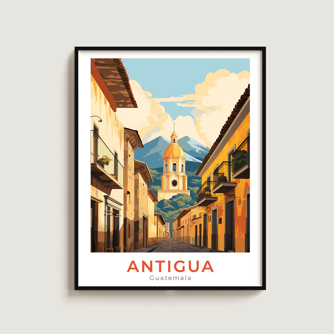 Antigua Travel Print Wall Art Gift Guatemala Poster Home Decor Lovers Hanging