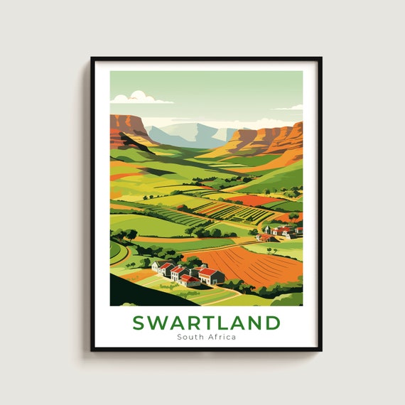 Swartland Travel Poster Wall Art Gift South Africa Print Home Decor Lovers Hanging