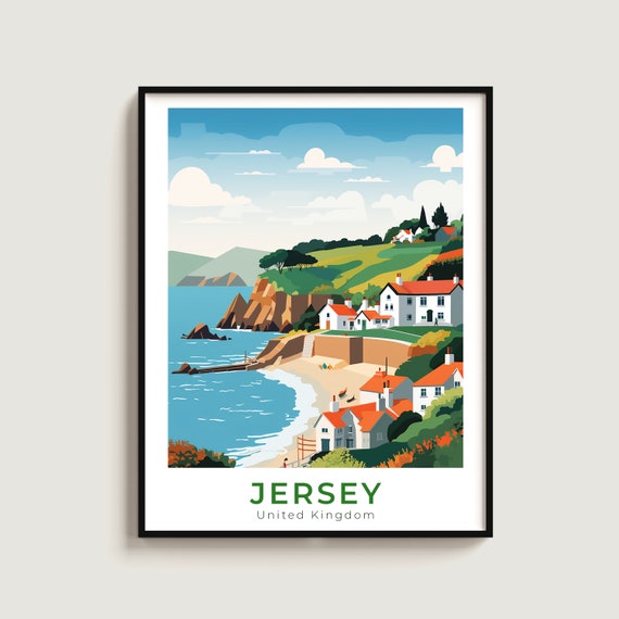 Jersey Travel Poster Wall Art Gift Uk Print Home Decor Lovers Hanging