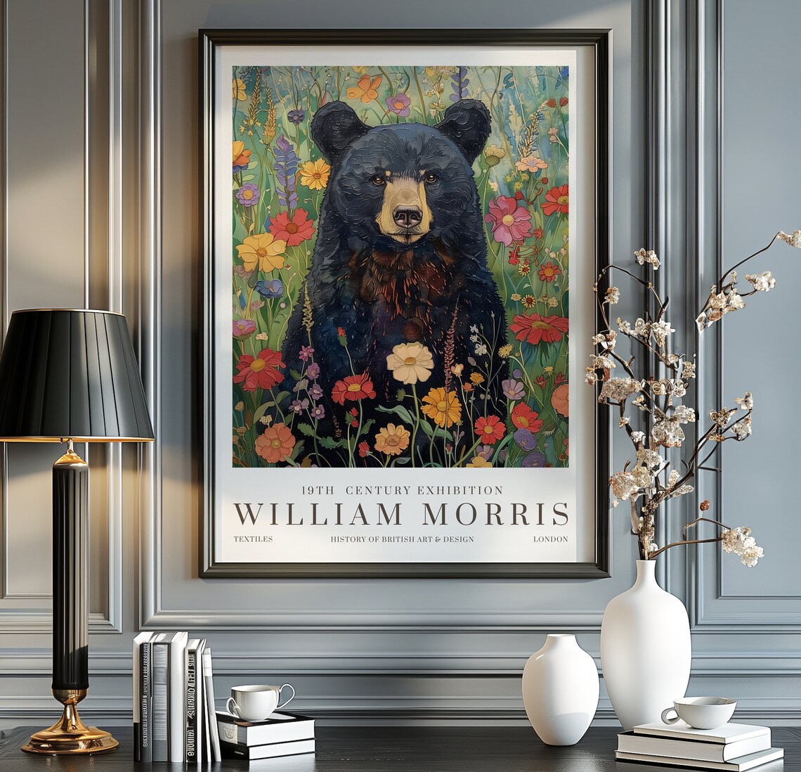 William Morris Bear Print, Vintage Exhibition Poster