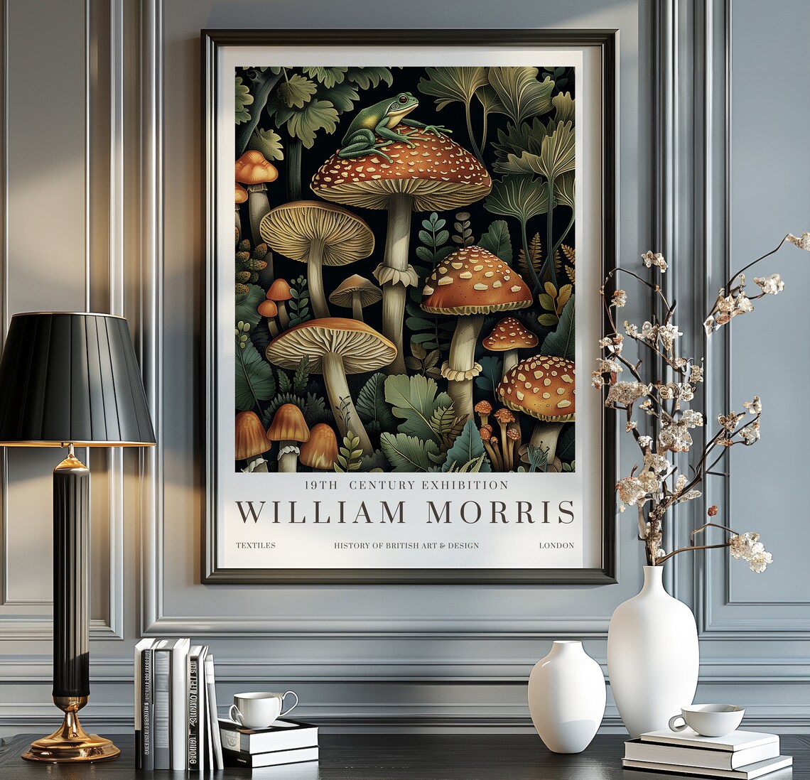 William Morris Mushroom and Frog Exhibition Poster
