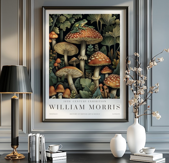 William Morris Mushroom and Frog Exhibition Poster