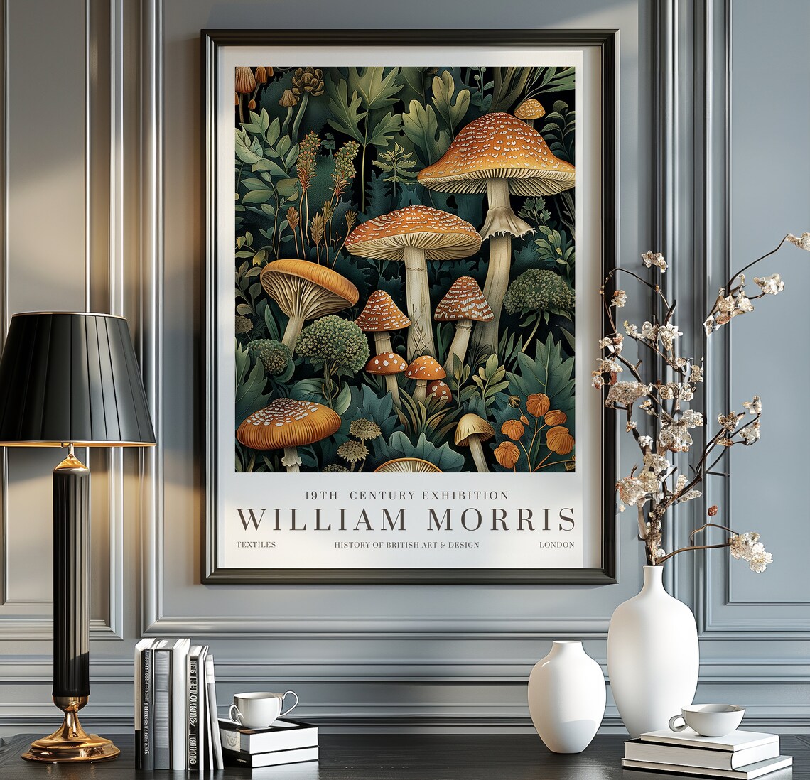 William Morris Mushroom Exhibition Poster, Vintage