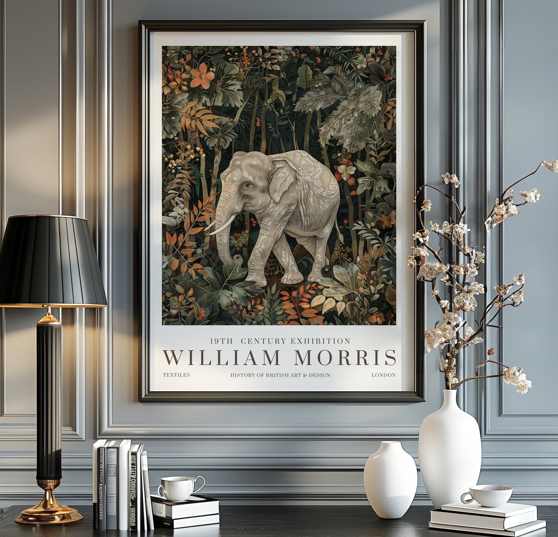 William Morris Elephant Vintage Exhibition Poster