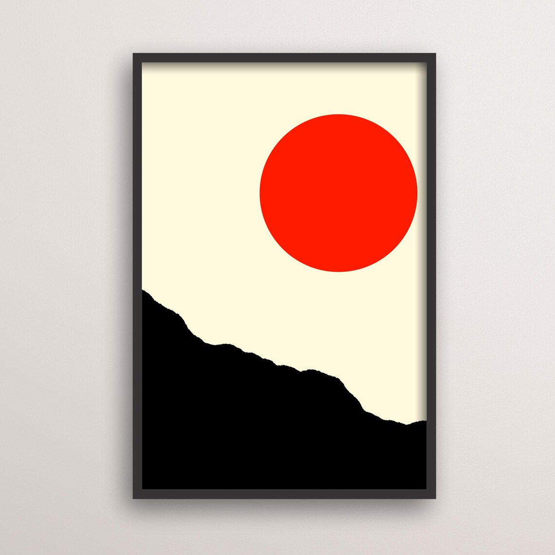 Minimalist Sun Art, Japanese Inspired Zen Landscape