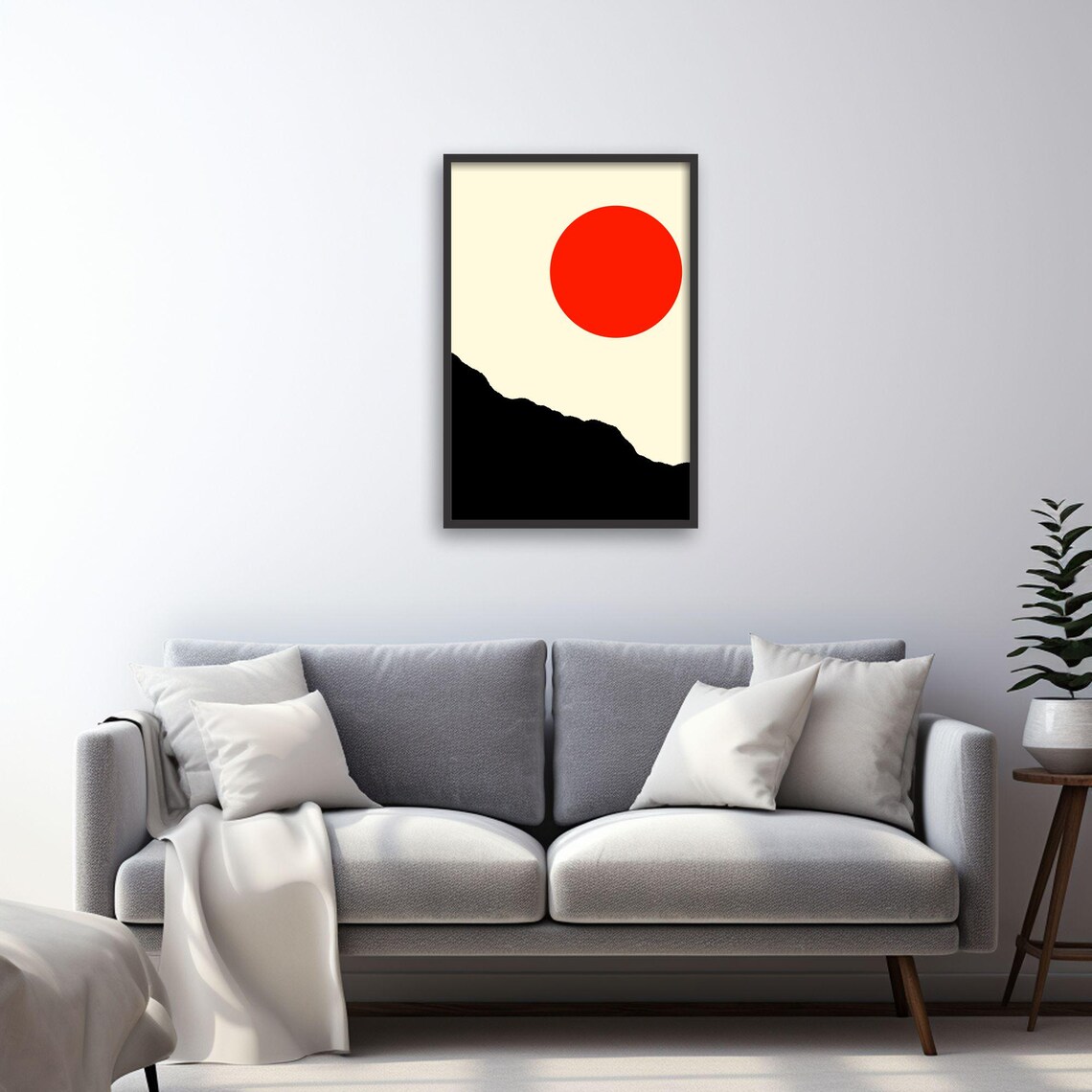 Minimalist Sun Art, Japanese Inspired Zen Landscape - Image 2