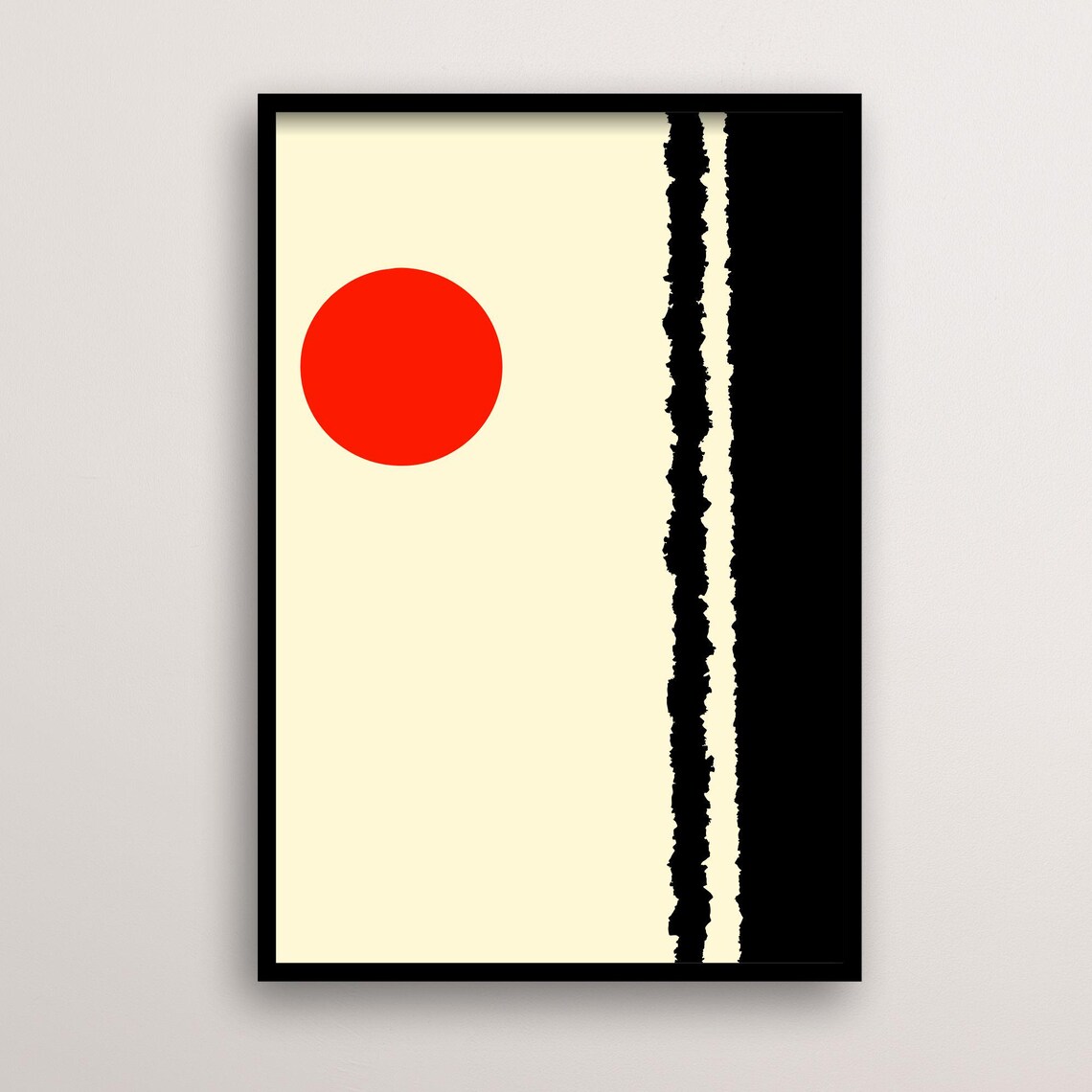 Minimalist Japanese Style Abstract Art, Red Circle