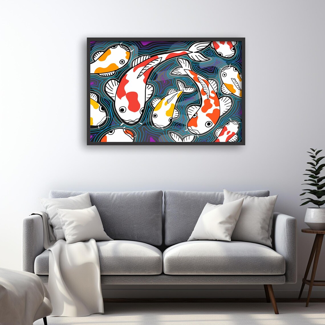 Koi Fish Art Print, Zen Japanese Style Pond - Image 3