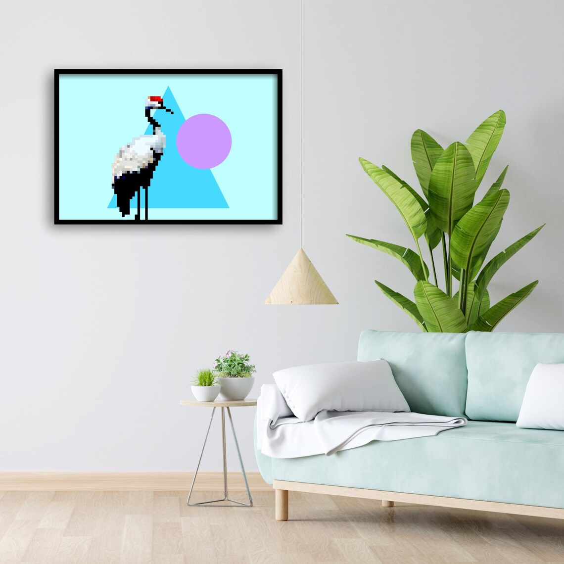 Crane Pixel Art Retro Game Inspired Poster - Image 2