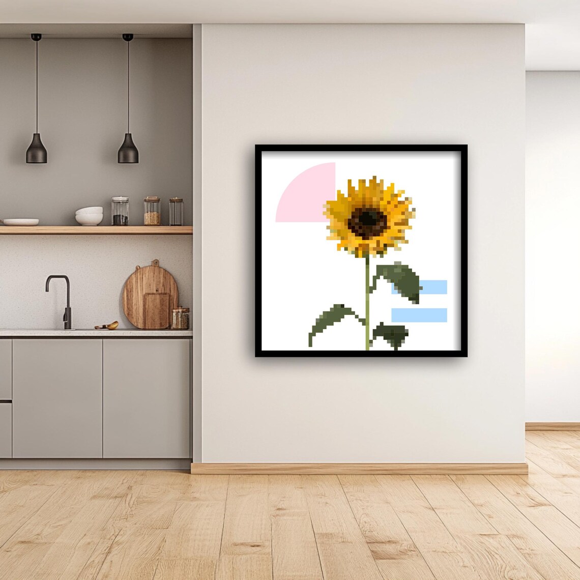 Pixel Sunflower Art, Retro Game Botanical Illustration - Image 3