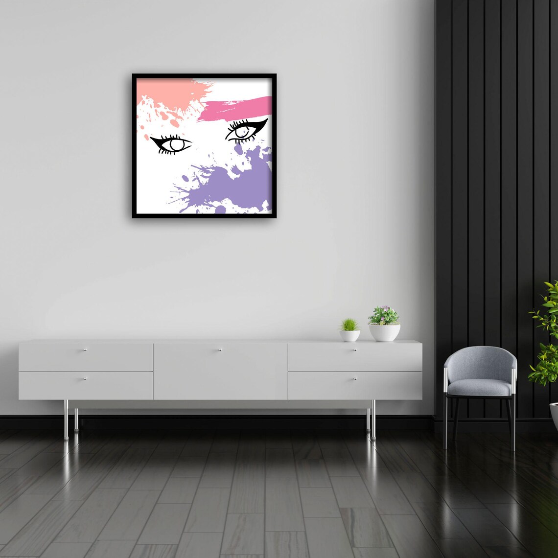 Feminine Eye Artwork, Modern Ink Splash Line Art - Image 4