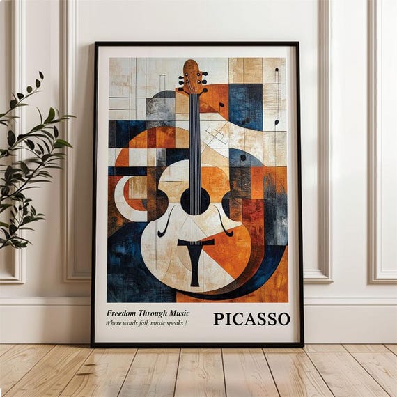 Picasso Art Freedom Through Music Abstract Art For Music Lovers Instant Modern Music Art Poster