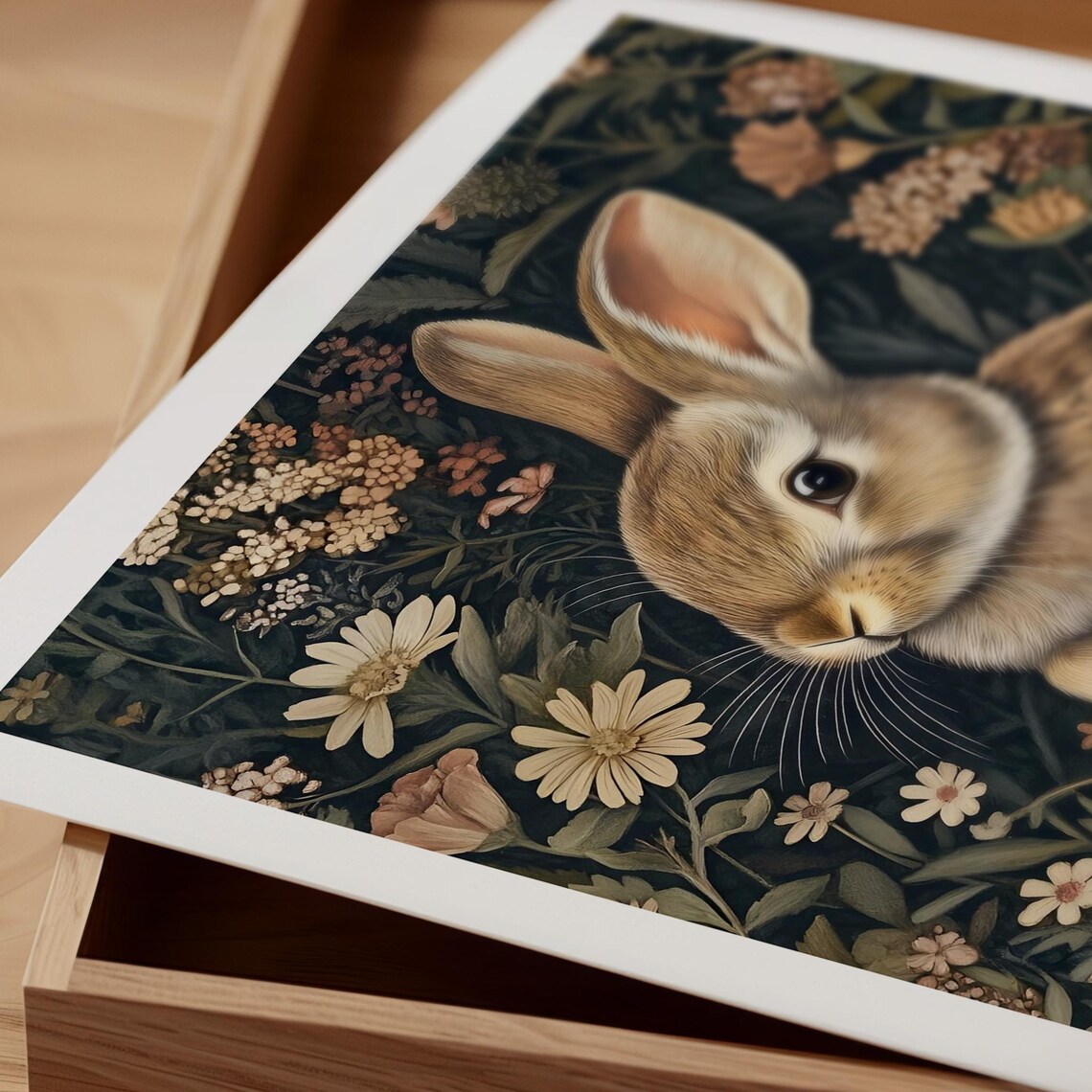 William Morris Inspired Rabbit, Victorian Botanical Art Print - Image 2