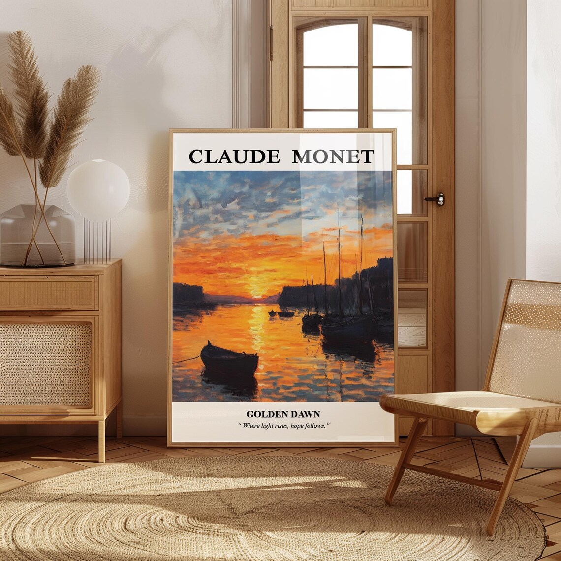 Claude Monet Wall Art Sunrise Poster Golden Light Print Impressionist Art Home Decor - Image 3