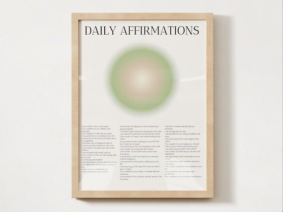 Positive Affirmations Print Motivational Wall Art For Therapy Office