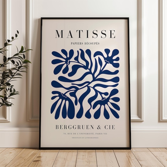Blue Matisse Print, Mid-Century Modern Art Print