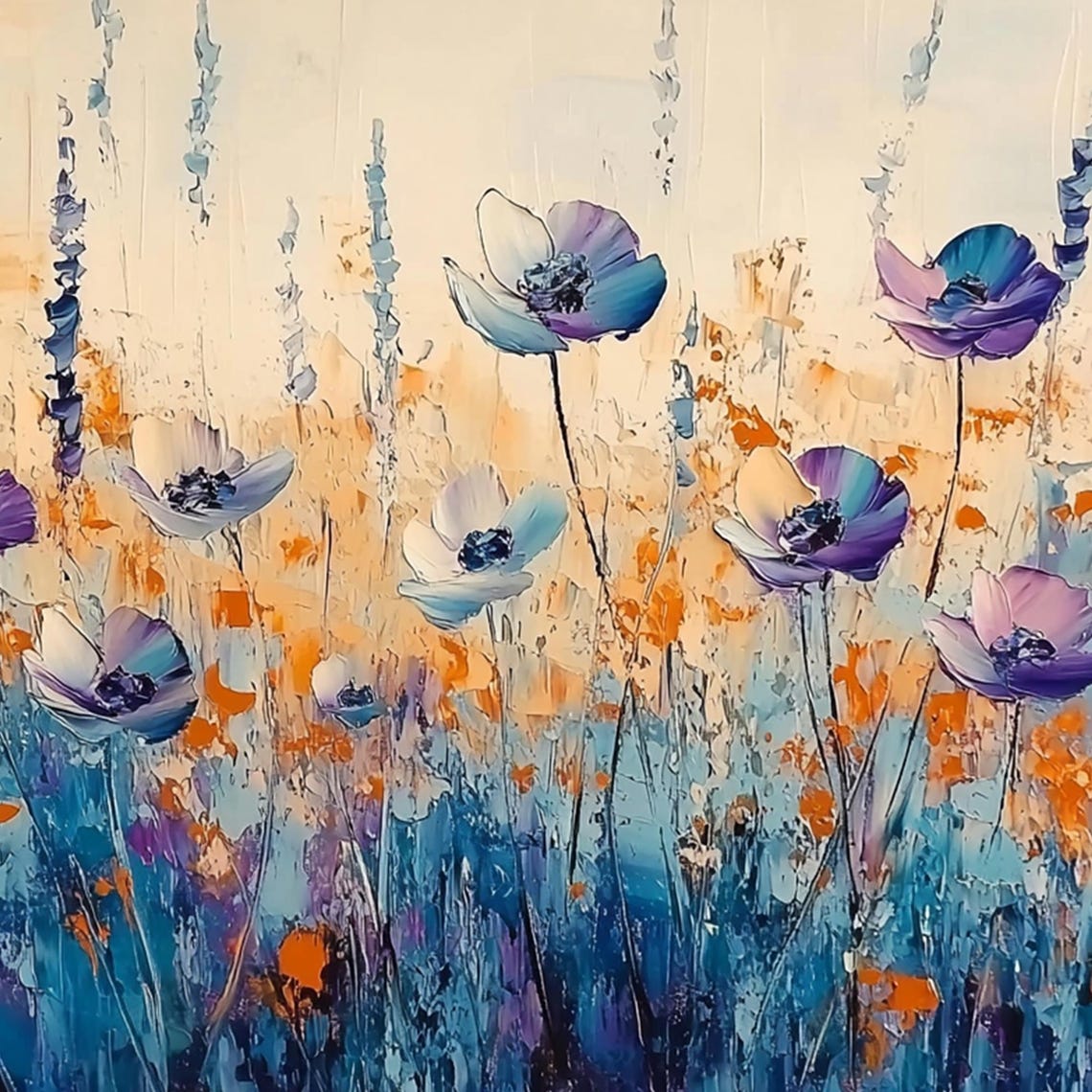Vibrant Wildflower Meadow With Purple Blue And Orange Blooms Poster - Image 3