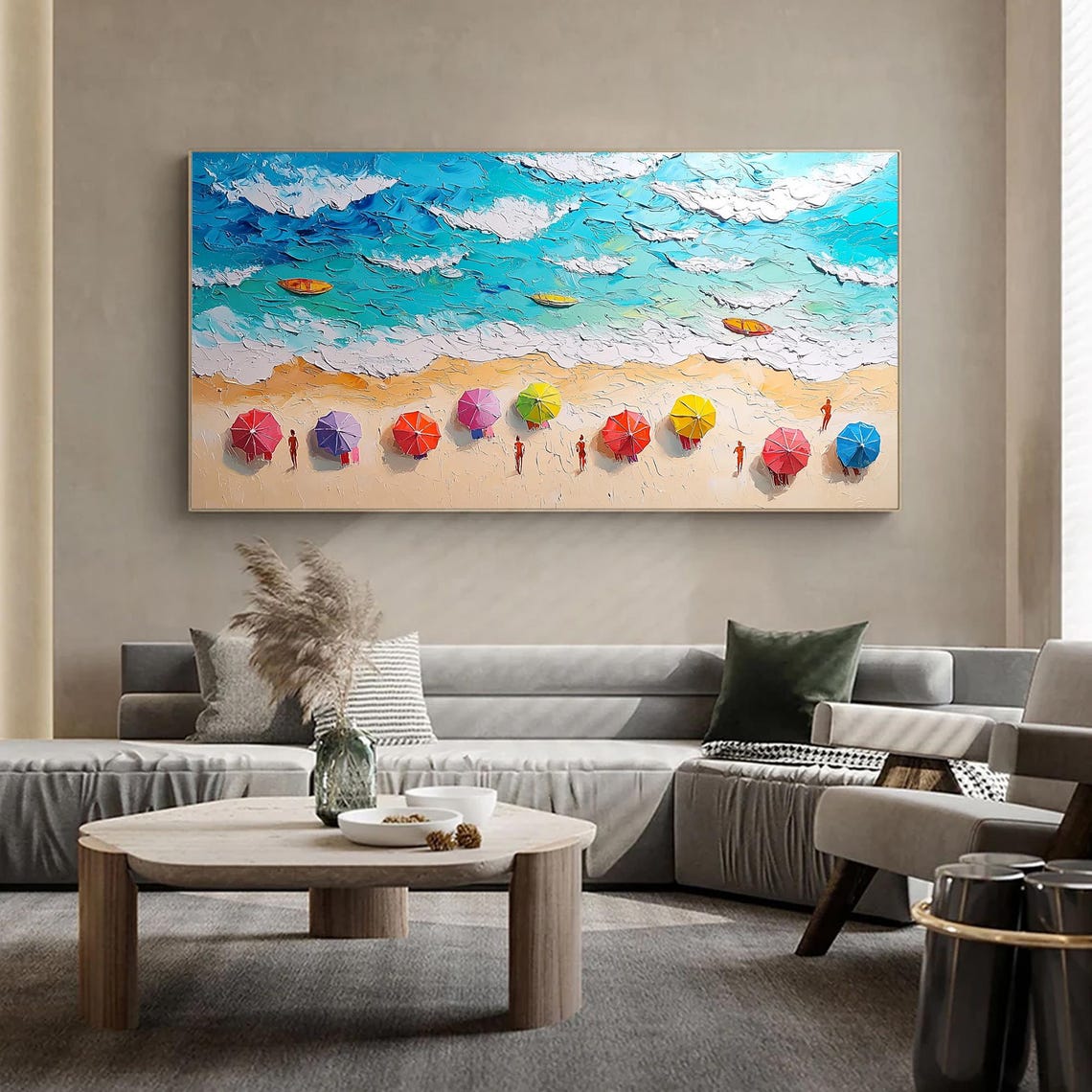 Sunny Beach Day With Colorful Umbrellas And Turquoise Waves Poster - Image 5