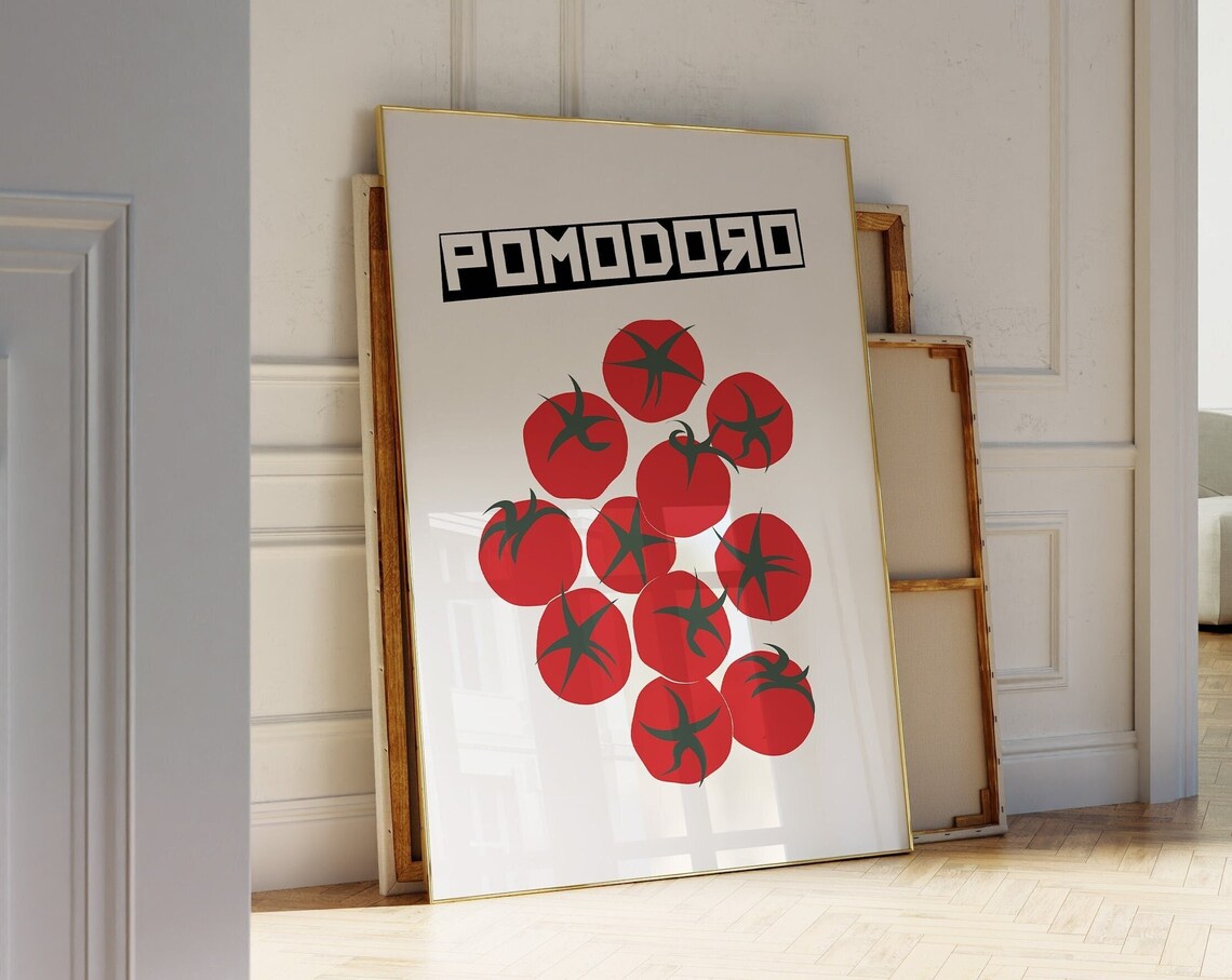 Pomodoro Red Tomato Pop Art Bold Retro Italian Kitchen Poster
