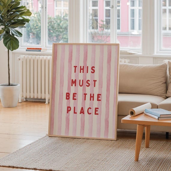 This Must Be The Place Set Striped Neutral Apartment Decor Coquette Room Poster Positive Print Wall Art Kitchen