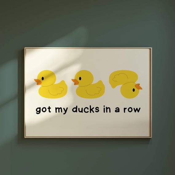 Duck Print Cute Bathroom Decor Toilet Funny Wall Art Nursery Animal Poster Kids Bahtroom