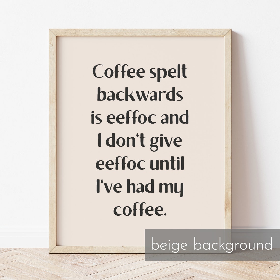 Funny Coffee Spelt Backwards Eeffoc Minimalist Typography Poster - Image 2