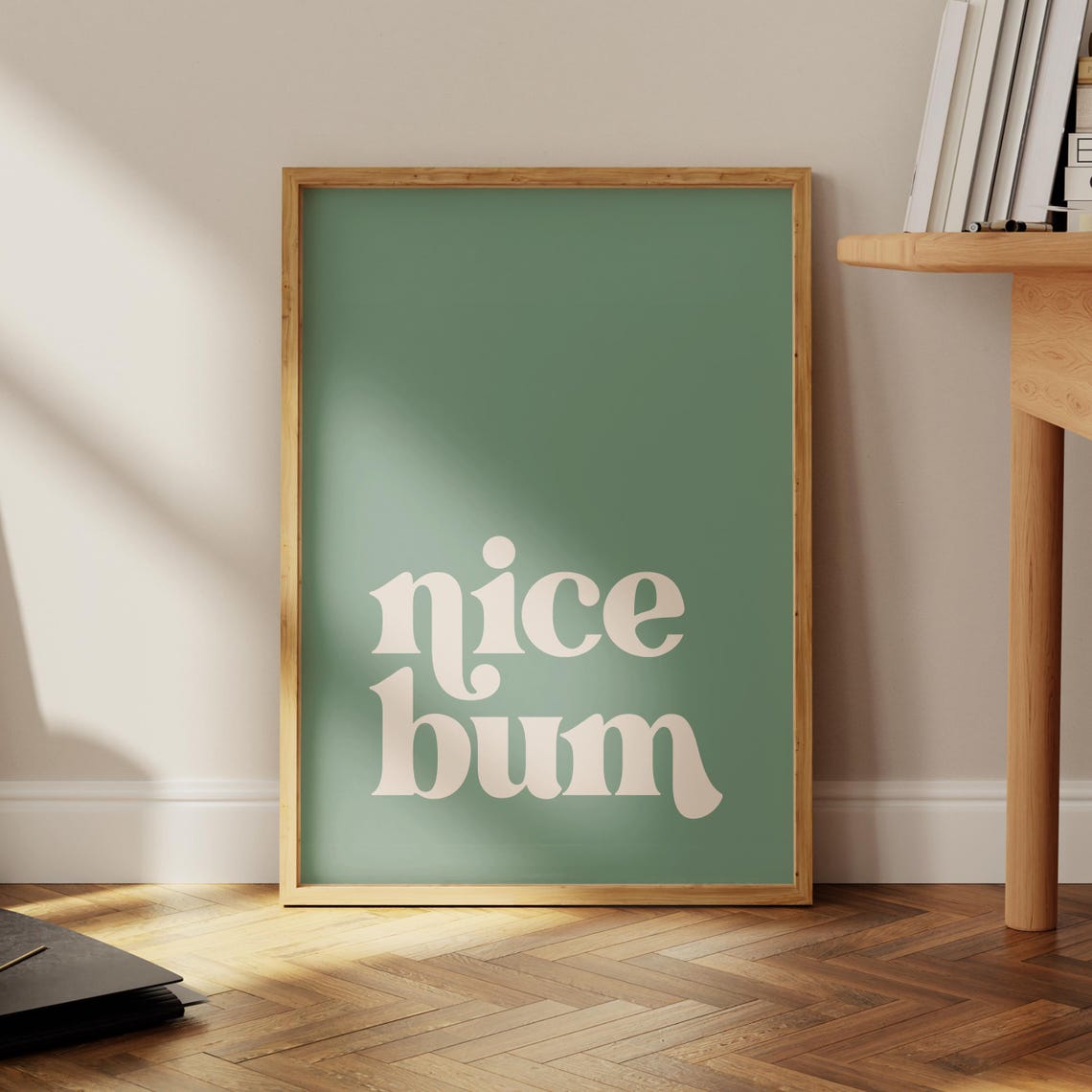 Nice Bum Green Bathroom Wall Art Print