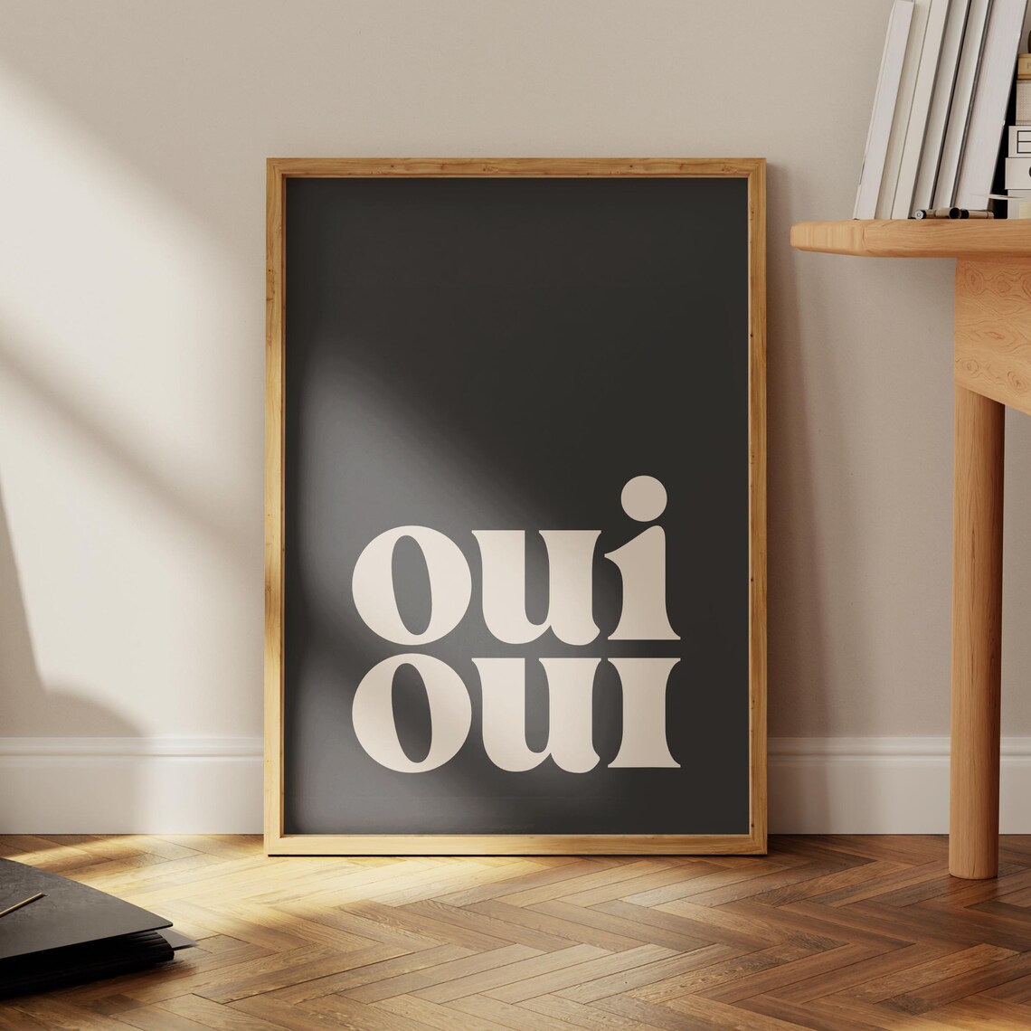 Oui Oui White Bold French Typography on Black Background Poster - Image 4