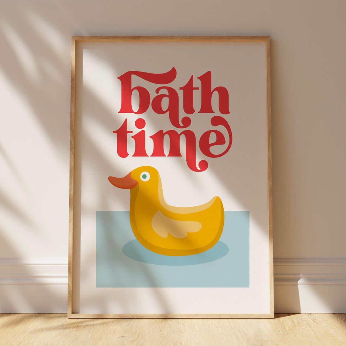 Bath Time Cute Yellow Rubber Duck Retro Illustration Bathroom Poster - Image 3