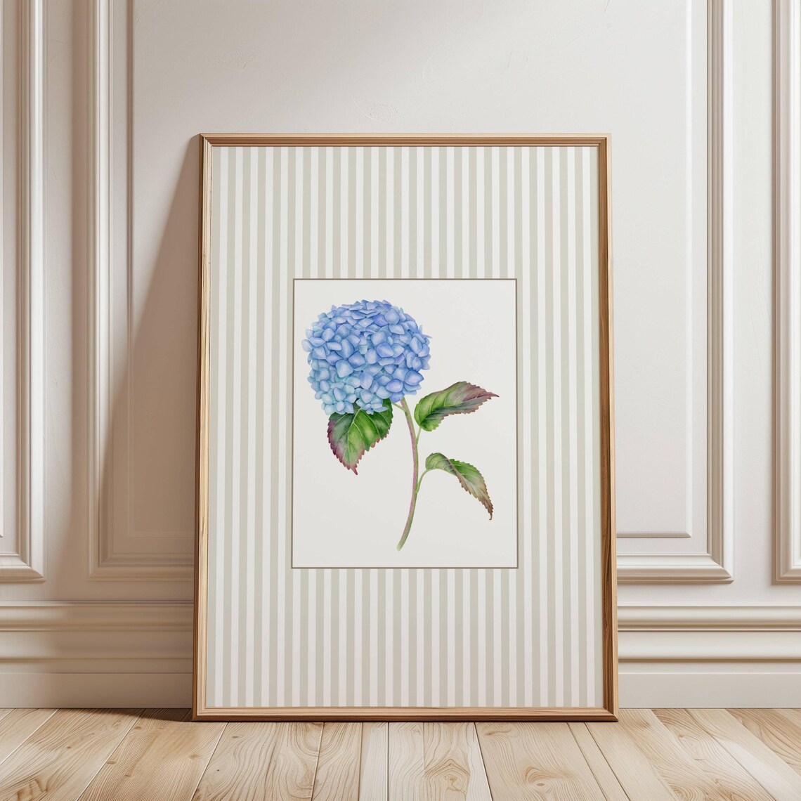 Blue Hydrangea Wall Art Nancy Meyers East Coast Print Neutral Botanical For Bedroom Or Dorm Decor