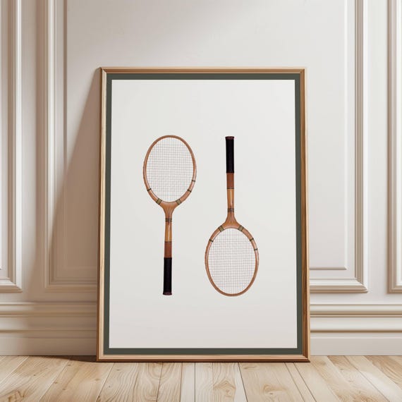 Vintage Tennis Racket Retro Sports Art Print