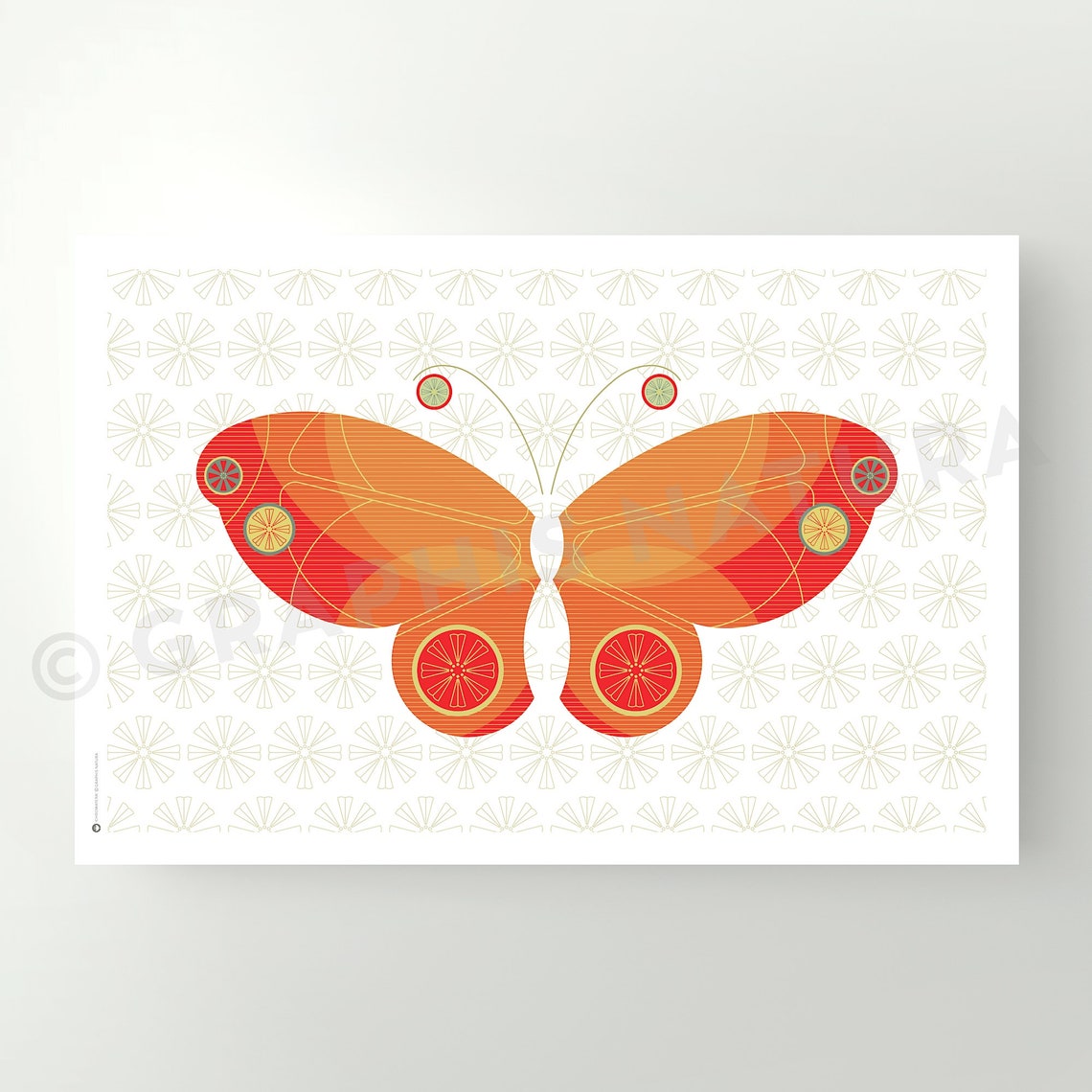 Orange Butterfly Citrus Wing Pattern Decorative Insect Poster - Image 2
