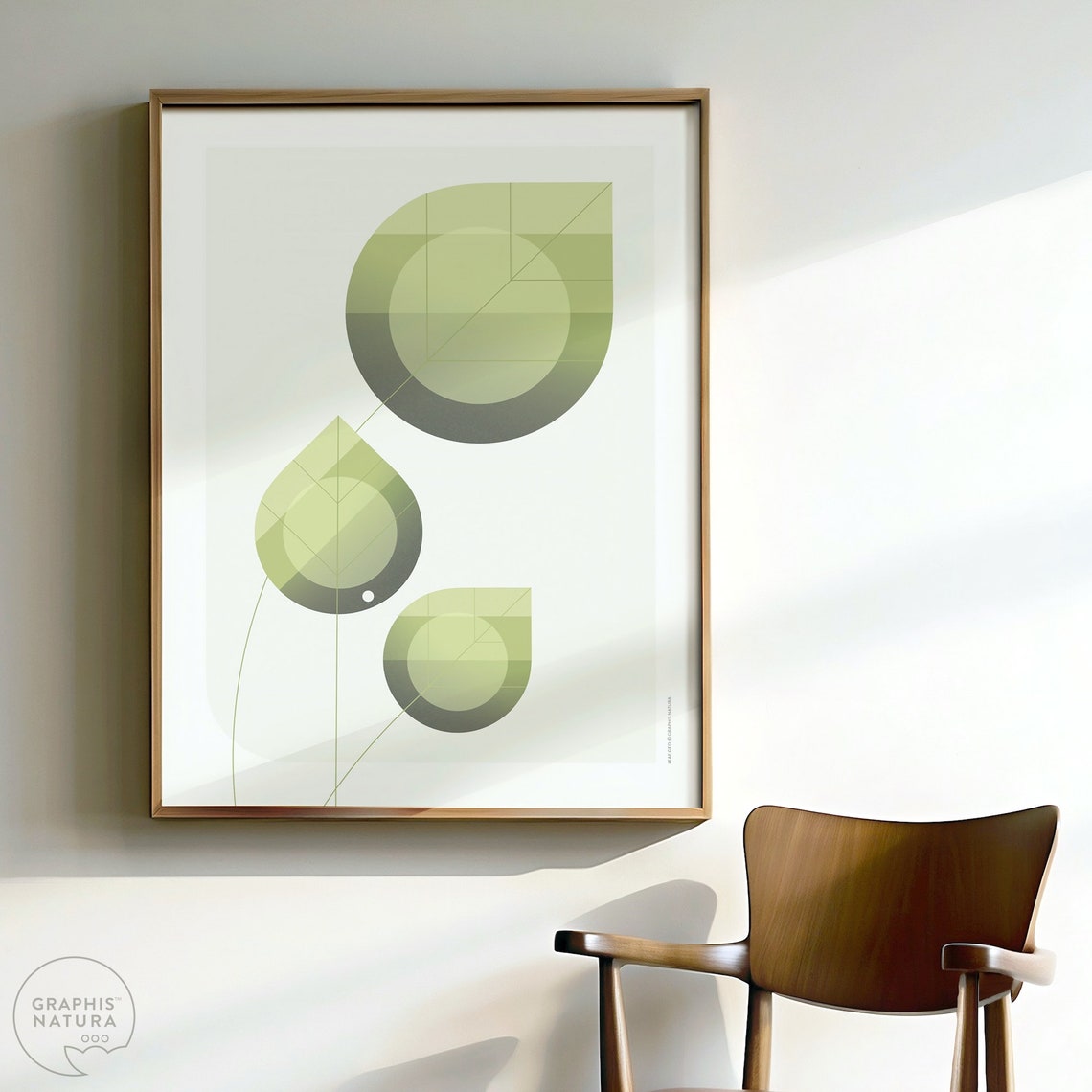 Sage Geometric Leaf Trio Poster Modern Botanical Abstract Decor - Image 4