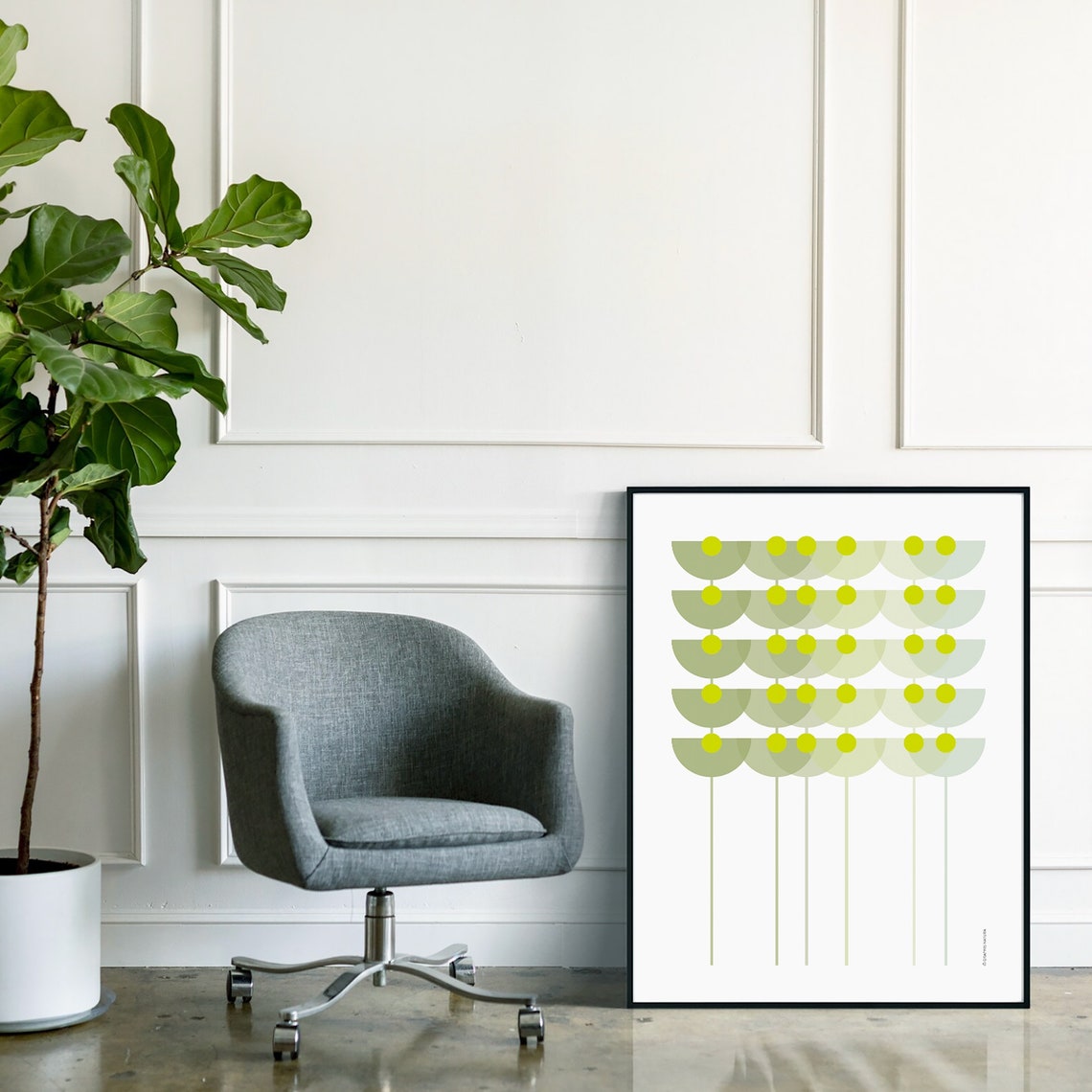Geometric Flower Art Print Modern Floral Art Geometric Floral Print Minimalist Botanical Art Minimalist Decor Nature Wall Art Print - Image 5