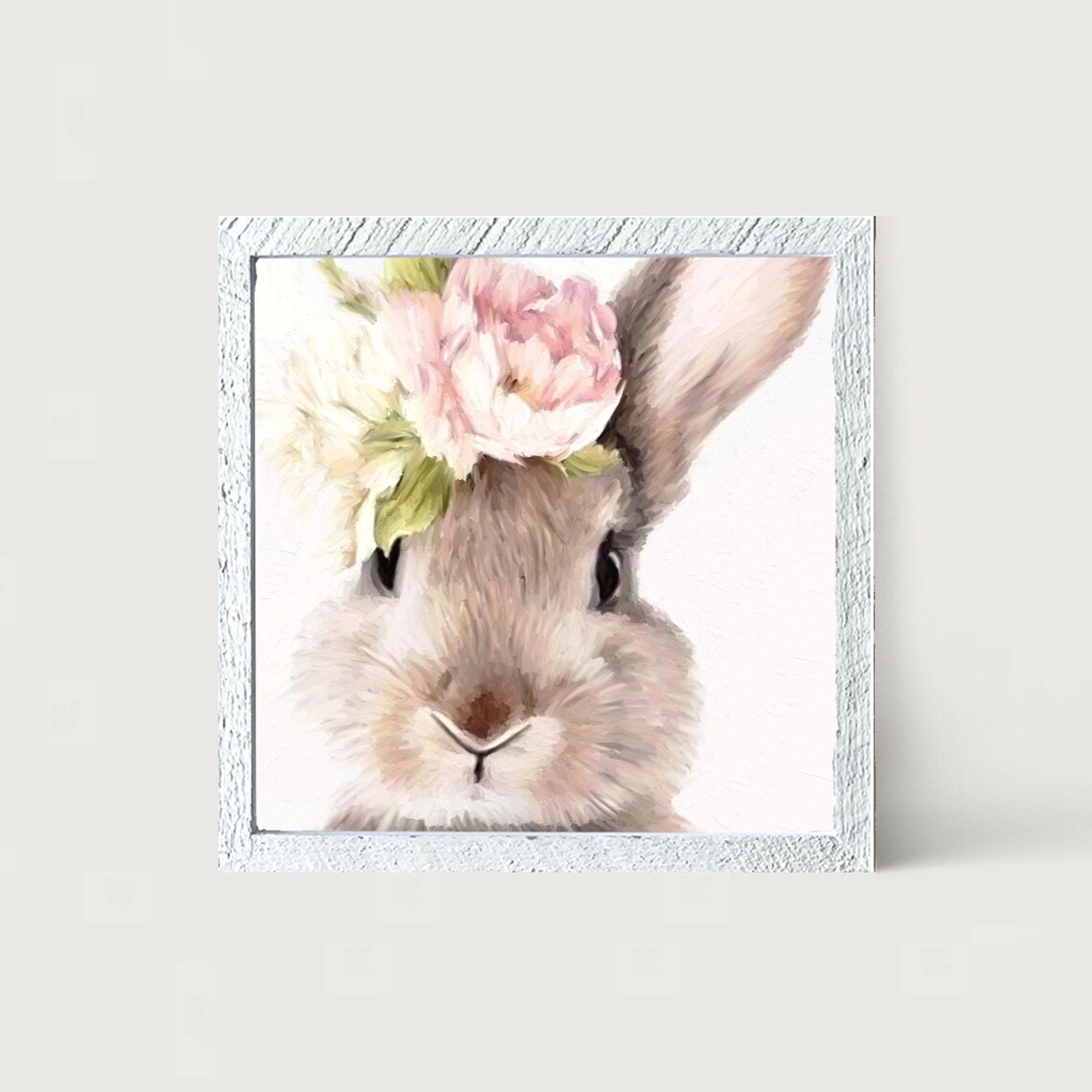 Bunny With Peonies, Easter Hare Spring Art - Image 4