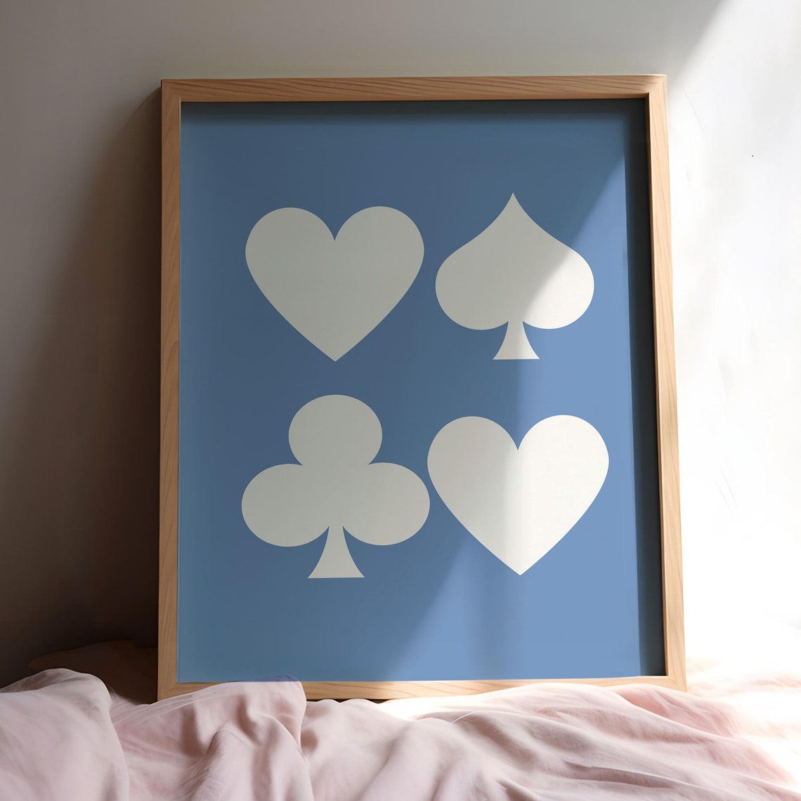 Playing Card Suits Minimalist Blue Graphic Deck Decor Poster
