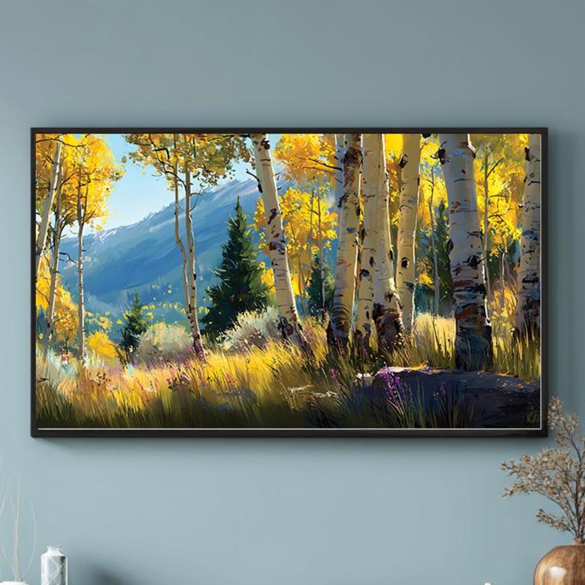 Autumn Aspen Grove Frame Tv Art Golden Forest Landscape