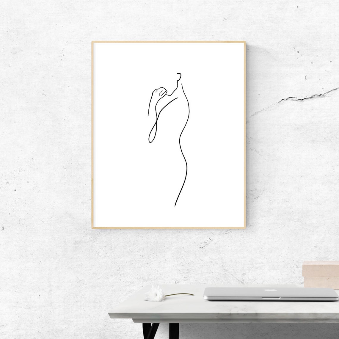 Standing Abstract Figure Single Line Drawing Minimalist Art Poster - Image 2