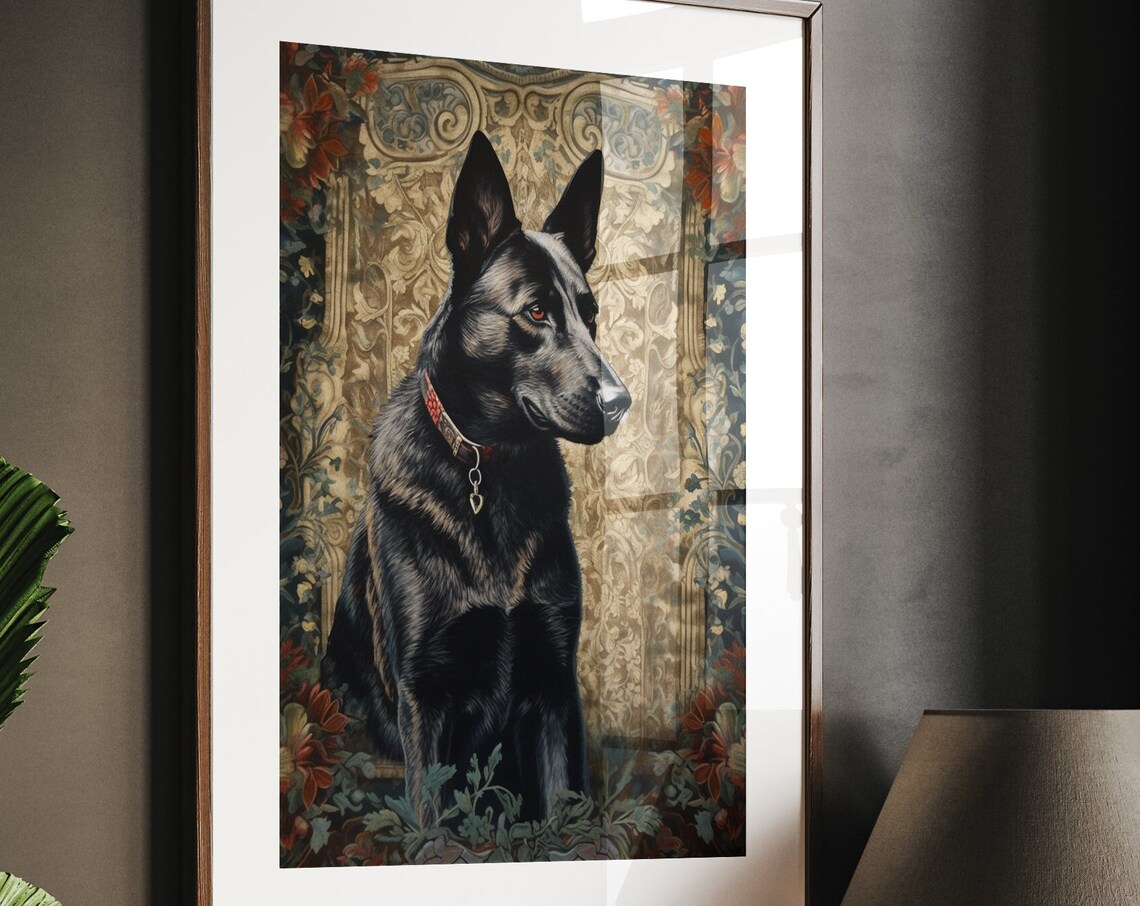 William Morris Inspired German Shepherd Dog Art Print