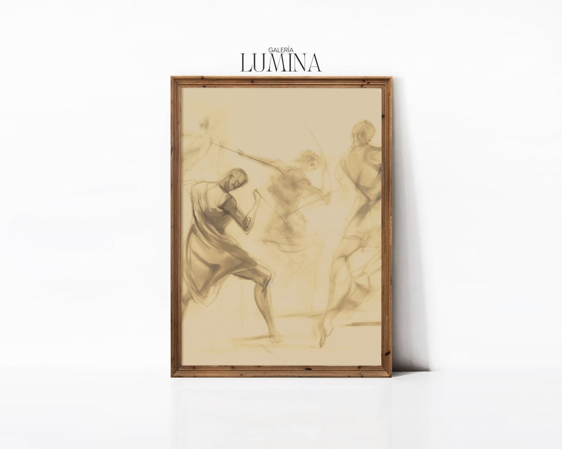 Figures Dancing Sketch Abstract Figure Sketch Figurative Vintage Sketch Neutral Abstract Line Art Art Frame Tv Art 300 - Image 3