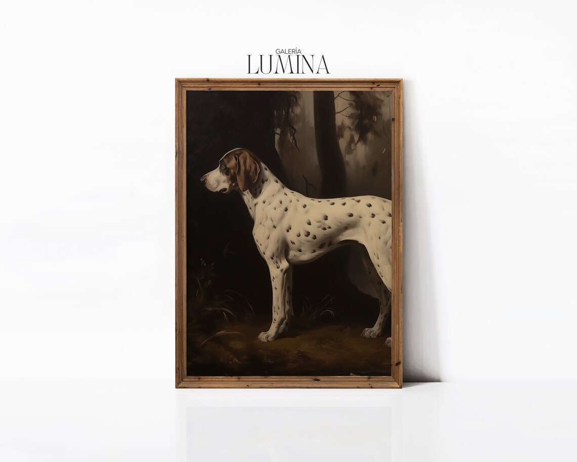 Rustic Hunting Dog Antique Animal Portrait Art Print - Image 3