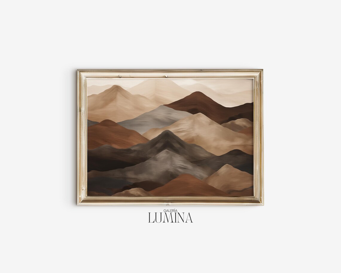 Brown Tones Abstract Mountain Art Print, Contemporary - Image 2