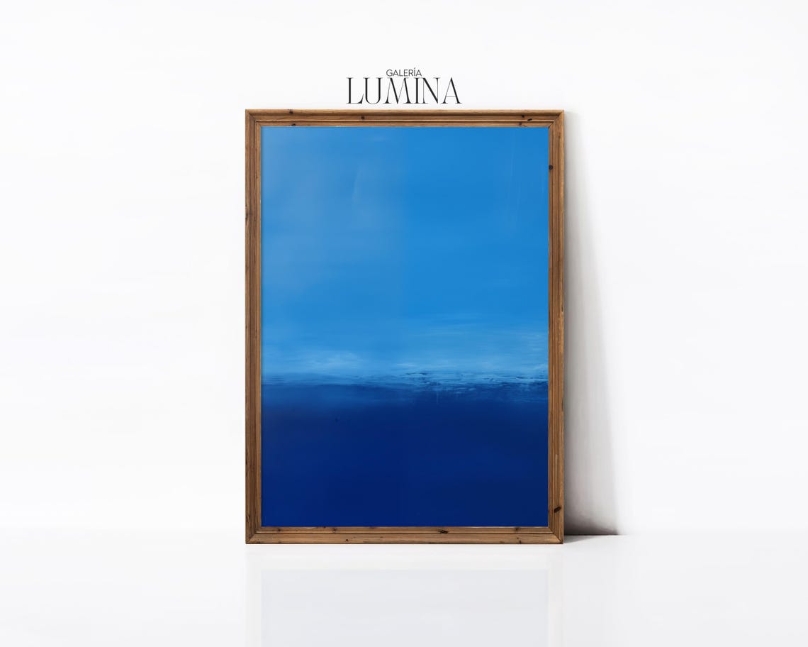 Blue Color Block Abstract Ocean and Sky Minimalist Art Poster - Image 2