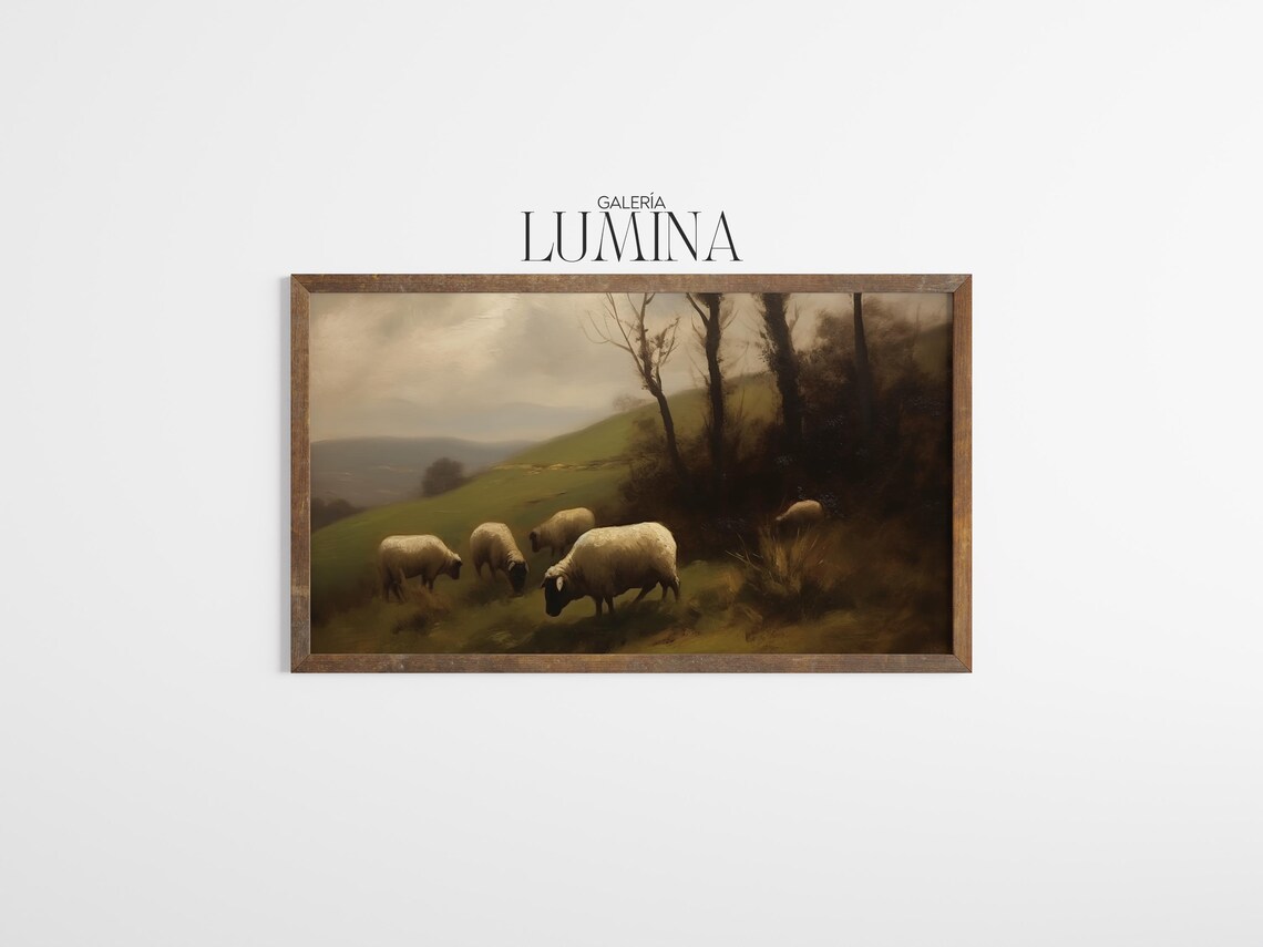 Sheep In Rolling Countryside, Vintage Farmhouse Art Print - Image 3