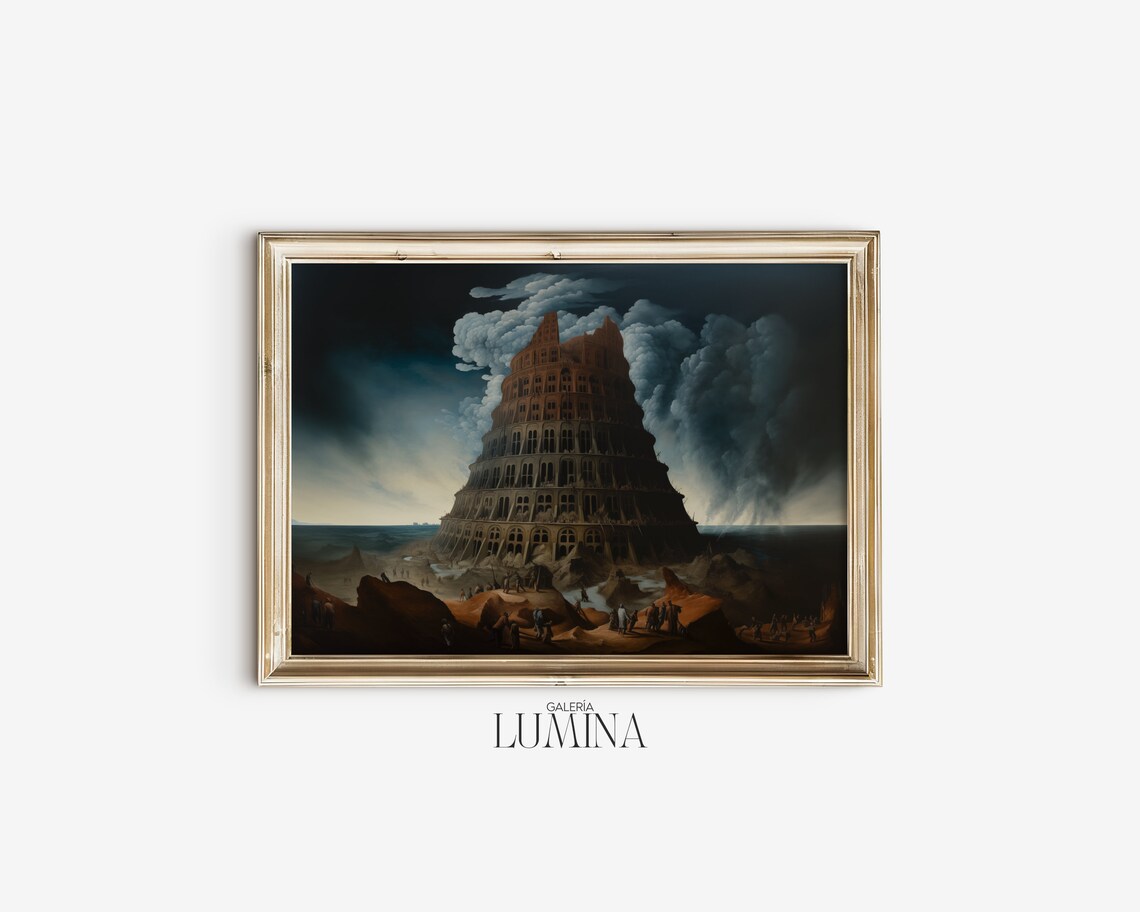 Tower of Babel Biblical Masterpiece Religious Oil Painting Poster - Image 2