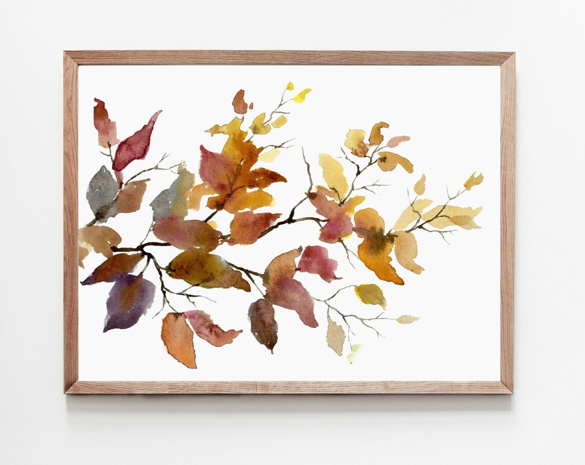 Fall Tree Painting Decor Autumn Leaves Art Print